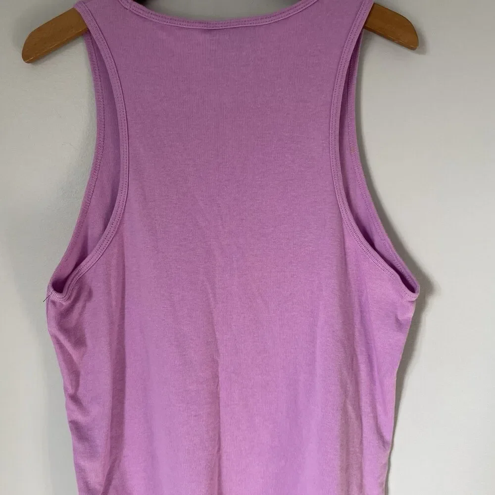 Nike Athletic Tank Top High Neck Pink Black Cotton Blend Women's Size Medium